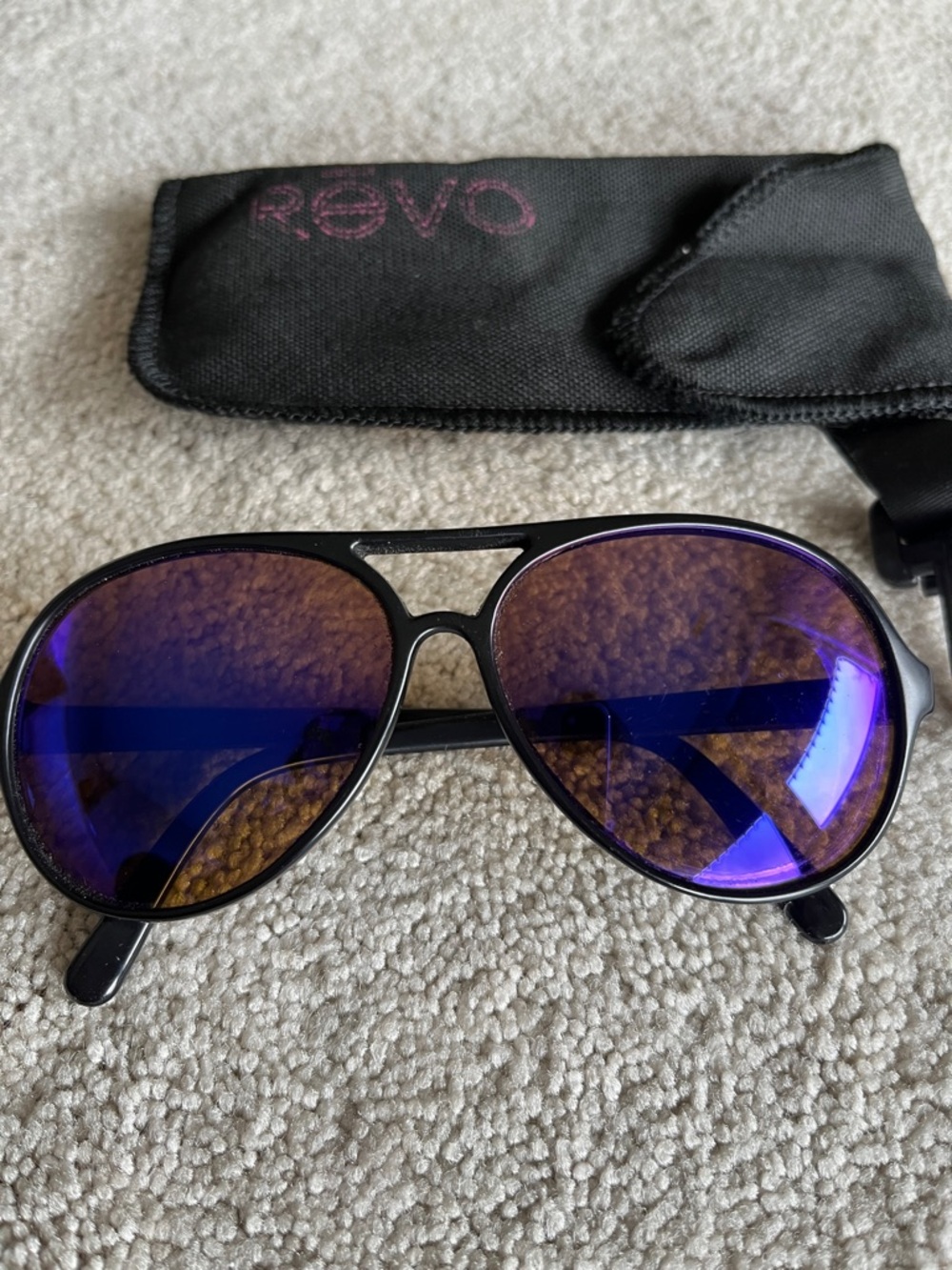 Vintage Revo Black Aviator Sunglasses circa 1986 polarized lenses